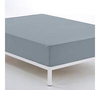 ESTELIA - Bajera Ajustable Color Acero - Cama de 90 (Alto 30 cm) - 100% algodón - 144 Hilos
