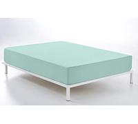 ESTELIA - Bajera Ajustable Color Aqua - Cama de 90 (Alto 28 cm) - 50% algodón / 50% poliéster - 144 Hilos