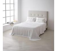 ESTELIA Colcha/Cubrecama de algodón Adra Color Blanco para Cama de 90 cm. Incluye Dos Fundas de cojín