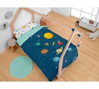 ESTELIA - Dúo de Funda nórdica Space - Cama de 105 (2 Piezas) - Impresión Digital - 50% algodón-50% poliéster - 144 Hilos - Planetas del Sistema Solar - Diseño del Espacio