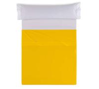 ESTELIA - Encimera Lisa Color Mostaza - Cama de 105 cm. 50% algodón / 50% poliéster - 144 Hilos