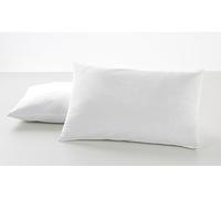 ESTELIA - Funda de Almohada Combi Liso 200 Hilos algodón Peinado, Color Blanco - 2 Piezas de 50x80 cm - Confeccionado con biés - 100% Algodón - 200 Hilos