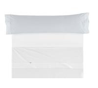 ESTELIA - Funda de Almohada Percal 200 Hilos algodón Peinado, Color Perla - 1Cama de 135-45x155 cm - Confeccionado con biés -Suave y Resistente