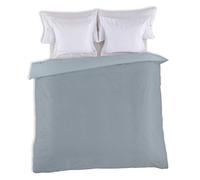 ESTELIA - Funda nórdica Liso Bicolor Cala Acero-Plata - Cama de 135/140 (1 Pieza) - 100% algodón - 144 Hilos