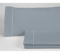 ESTELIA - Juego de sábanas Liso Color Acero - Cama de 150 (3 Piezas) - 100% algodón - 144 Hilos