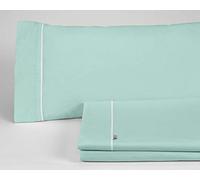 ESTELIA - Juego de sábanas Liso Color Aqua - Cama de 135/140 (3 Piezas) - 50% algodón / 50% poliéster - 144 Hilos