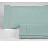ESTELIA - Juego de sábanas Liso Color Aqua - Cama de 150 (3 Piezas) - 100% algodón - 144 Hilos