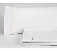 ESTELIA - Juego de sábanas Liso Color Blanco - Cama de 150 (3 Piezas) - 100% algodón - 144 Hilos