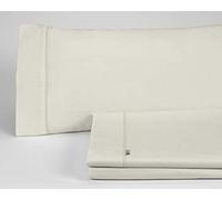 ESTELIA - Juego de sábanas Liso Color Crema - Cama de 180 (4 Piezas) - 100% algodón - 144 Hilos