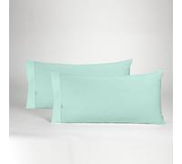 ESTELIA - Pack de Dos Fundas de Almohada Color Aqua - 45x90 cm (1 Boca) - 50% algodón / 50% poliéster - 144 Hilos - Suave, Resistente y Duradera