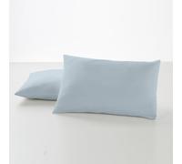 ESTELIA - Pack de Dos Fundas de Almohada Color Azul Celeste - 50x80 cm - 50% algodón / 50% poliéster - 144 Hilos - Cierre en Tapa y Solapa - Suave, Resistente y Duradera