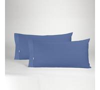 ESTELIA - Pack de Dos Fundas de Almohada Color azulón - 45x90 cm (1 Boca) - 50% algodón / 50% poliéster - 144 Hilos - Suave, Resistente y Duradera