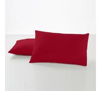 ESTELIA - Pack de Dos Fundas de Almohada Color Burdeos - 50x80 cm - 50% algodón / 50% poliéster - 144 Hilos - Cierre en Tapa y Solapa - Suave, Resistente y Duradera