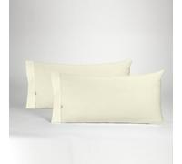 ESTELIA - Pack de Dos Fundas de Almohada Color Crema - 45x90 cm (1 Boca) - 50% algodón / 50% poliéster - 144 Hilos - Suave, Resistente y Duradera