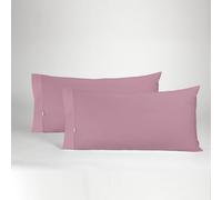 ESTELIA - Pack de Dos Fundas de Almohada Color Cuarzo - 45x80 cm (1 Boca) - 50% algodón / 50% poliéster - 144 Hilos - Suave, Resistente y Duradera
