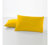 ESTELIA - Pack de Dos Fundas de Almohada Color Mostaza - 50x80 cm - 50% algodón / 50% poliéster - 144 Hilos - Cierre en Tapa y Solapa - Suave, Resistente y Duradera