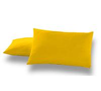 ESTELIA - Pack de Dos Fundas de Almohada Color Mostaza - 50x80 cm - 50% algodón / 50% poliéster - 144 Hilos - Cierre en Tapa y Solapa