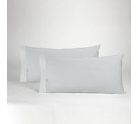 ESTELIA - Pack de Dos Fundas de Almohada Color Perla - 45x90 cm (1 Boca) - 50% algodón / 50% poliéster - 144 Hilos - Suave, Resistente y Duradera