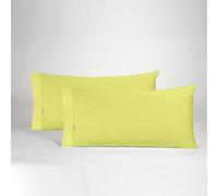ESTELIA - Pack de Dos Fundas de Almohada Color Pistacho - 45x90 cm (1 Boca) - 50% algodón / 50% poliéster - 144 Hilos - Suave, Resistente y Duradera