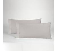 ESTELIA - Pack de Dos Fundas de Almohada Color Plomo - 45x90 cm (1 Boca) - 50% algodón / 50% poliéster - 144 Hilos - Suave, Resistente y Duradera
