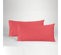 ESTELIA - Pack de Dos Fundas de Almohada Color Rojo - 45x80 cm (1 Boca) - 50% algodón / 50% poliéster - 144 Hilos - Suave, Resistente y Duradera