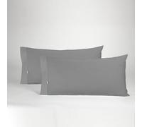 ESTELIA - Pack de Dos Fundas de Almohada Color Titanio - 45x80 cm - 50% algodón / 50% poliéster - 144 Hilos - Suave, Resistente y Duradera