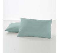 ESTELIA - Pack de Dos Fundas de Almohada de algodón Color Aqua - 50x80 cm - 100% algodón - 144 Hilos - Cierre en Tapa y Solapa - Tejido Fresco y Transpirable