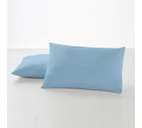 ESTELIA - Pack de Dos Fundas de Almohada de algodón Color Azul Celeste - 50x80 cm - 100% algodón - 144 Hilos - Cierre en Tapa y Solapa - Tejido Fresco y Transpirable