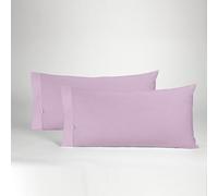 ESTELIA - Pack de Dos Fundas de Almohada de algodón Color Malva - 45x80 cm (1 Boca) - 100% algodón - 144 Hilos - Tejido Fresco y Transpirable