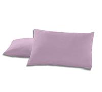 ESTELIA - Pack de Dos Fundas de Almohada de algodón Color Malva - 50x80 cm - 100% algodón - 144 Hilos - Cierre en Tapa y Solapa