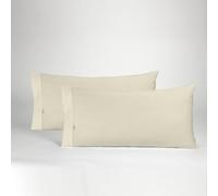 ESTELIA - Pack de Dos Fundas de Almohada de algodón Color Piedra - 45x80 cm (1 Boca) - 100% algodón - 144 Hilos - Tejido Fresco y Transpirable