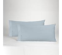 ESTELIA - Pack de Dos Fundas de Almohada de algodón Color Plata - 45x90 cm (1 Boca) - 100% algodón - 144 Hilos - Tejido Fresco y Transpirable