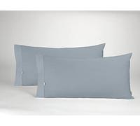 ESTELIA - Pack de Dos Fundas de Almohada de algodón Peinado Color Acero - 45x90 cm (1 Boca) - 100% algodón - 200 Hilos