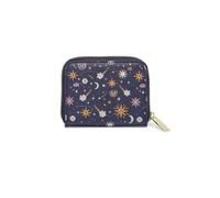 Estella Bartlett x Charly Clements - Cartera delgada con cremallera para mujer, con estampado azul marino, accesorio compacto para uso diario