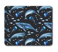 Estera cómoda del ratón - ballena Narwhal del mar del océano azul 23.5 x 19.6 cm (9.3 x 7.7 pulgadas) para la computadora y el ordenador portátil, oficina, regalo, base antideslizante - RM2280