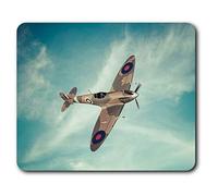 Estera cómoda del ratón - British RAF Spitfire avión de época 23.5 x 19.6 cm (9.3 x 7.7 pulgadas) para la computadora y el ordenador portátil, oficina, regalo, base antideslizante - RM16310