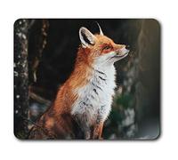 Estera cómoda del ratón - Crafty Ginger Fox en Bosque 23.5 x 19.6 cm (9.3 x 7.7 pulgadas) para la computadora y el ordenador portátil, oficina, regalo, antideslizante base - RM2829