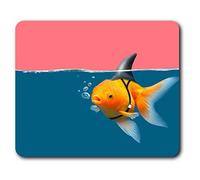 Estera cómoda del ratón - divertida del tiburón del Goldfish Peces 23.5 x 19.6 cm (9.3 x 7.7 pulgadas) para la computadora y el ordenador portátil, oficina, regalo, base antideslizante - RM3318