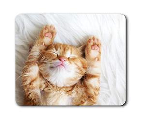 Estera cómoda del ratón - Dormir lindo del jengibre gato gatito 23.5 x 19.6 cm (9.3 x 7.7 pulgadas) para la computadora y ordenador portátil, oficina, regalo, antideslizante base - RM13113