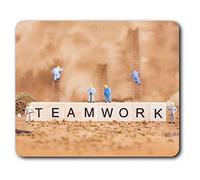 Estera cómoda del ratón - El trabajo en equipo de construcción en miniatura Hombres 23.5 x 19.6 cm (9.3 x 7.7 pulgadas) para la computadora y el ordenador portátil, oficina, regalo, base antideslizante - RM16730