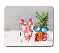 Estera cómoda del ratón - Esquí piña Amigo nieve del esquí de 23.5 x 19.6 cm (9.3 x 7.7 pulgadas) para la computadora y el ordenador portátil, oficina, regalo, base antideslizante - RM12309