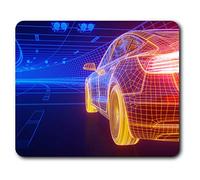 Estera cómoda del ratón - Estructura alámbrica 3D Moderno coche de deportes de 23.5 x 19.6 cm (9.3 x 7.7 pulgadas) para la computadora y el ordenador portátil, oficina, regalo, base antideslizante - RM21064
