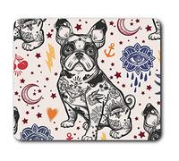 Estera cómoda del ratón - French Bulldog tatuaje Animales Mascotas Perro 23.5 x 19.6 cm (9.3 x 7.7 pulgadas) para la computadora y el ordenador portátil, oficina, regalo, base antideslizante - RM8458
