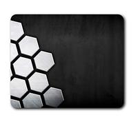 Estera cómoda del ratón - Hexágono de plata del efecto del metal 23.5 x 19.6 cm (9.3 x 7.7 pulgadas) para la computadora y el ordenador portátil, oficina, regalo, base antideslizante - RM3743