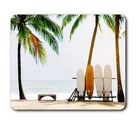 Estera cómoda del ratón - Las Tablas de Surf de la Playa de la Palmera 23.5 x 19.6 cm (9.3 x 7.7 Pulgadas) para la computadora y el Ordenador portátil, Oficina, Regalo, Base Antideslizante - RM2472