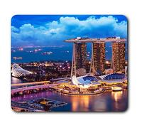 Estera cómoda del ratón - Marina Bay de Singapur Viajes 23.5 x 19.6 cm (9.3 x 7.7 pulgadas) para la computadora y el ordenador portátil, oficina, regalo, base antideslizante - RM2149
