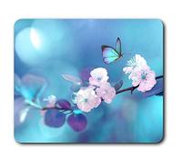 Estera cómoda del ratón - Mariposa bonita flor de la diversión 23.5 x 19.6 cm (9.3 x 7.7 pulgadas) para la computadora y el ordenador portátil, oficina, regalo, base antideslizante - RM2072