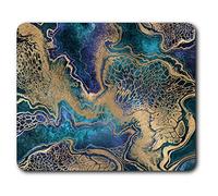 Estera cómoda del ratón - mármol azul de oro efecto de piedra 23.5 x 19.6 cm (9.3 x 7.7 pulgadas) para la computadora y el ordenador portátil, oficina, regalo, base antideslizante - RM21256