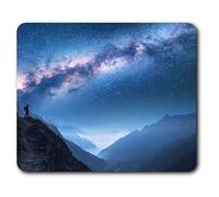 Estera cómoda del ratón - Milky Way Montañas Espacio 23.5 x 19.6 cm (9.3 x 7.7 Pulgadas) para la computadora y el Ordenador portátil, Oficina, Regalo, Base Antideslizante - RM2330