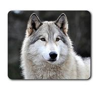 Estera cómoda del ratón - Mujer Blanca del Lobo Animal Perro 23.5 x 19.6 cm (9.3 x 7.7 Pulgadas) para la computadora y el Ordenador portátil, Oficina, Regalo, Base Antideslizante - RM16947